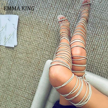 2020 Luxury Gladiator Sandalias Botas Back Zipper Lace-up Peep toe Summer High Heels Summer Party Wedding Lace-Up Sandals Pumps 2024 - buy cheap