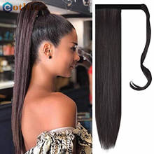 Wrap Around Long Straight Ponytail Human Hair Remy Hair Extensions Brazilian Hair Extensions Clip Ins Natural Color Hairpiece 2024 - buy cheap