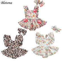 Blotona Baby Girls 2Pcs Clothes Set, Printed Pattern Sleeveless Square Collar Romper +Headdress Summer Casual Clothes 0-24Months 2024 - buy cheap