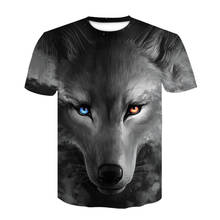 Camiseta masculina de verão para homens, camiseta com estampa 3d de lobo residencial, animal, fashion, grande, 2020 2024 - compre barato