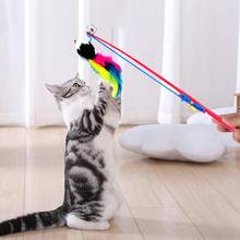 Игрушка для кошек, игрушки для кошек, ложная мышь, перо, мяч, колокольчик, птицы, Интерактивная забавная шариковая палочка, игрушки, обучающая кошка, палочка для котенка, игрушки 2024 - купить недорого