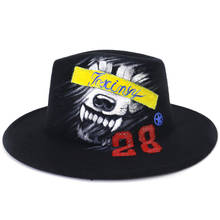 Chapéus tipo fedora para homens e mulheres, chapéus da moda com aba larga e de feltro, pintados à mão, para inverno 2021 2024 - compre barato