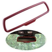 Carbon Fiber Style Red Interior Inner Rearview Mirror Cover Trim Bezel Fit for Dodge Challenger 2015 2016 2017 2018 2019 2020 2024 - buy cheap