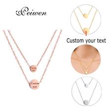 Personalized Custom Two Little Gold Bean Round Pendant Necklace Stainless Steel Double Link Chain Charm Choker For Women Jewelry 2024 - buy cheap