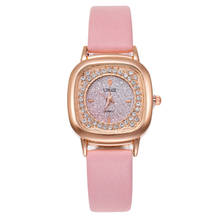 2020 новые женские часы роскошные женские часы Стразы квадратные часы кожаные кварцевые наручные часы женские часы Reloj Mujer Kol Saati 2022 - купить недорого