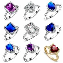 Wholesale Bridal Elegant Rings for Women Sliver Color Wedding Engagement Fashion Jewelry White Blue Cubiz Zirconia Female Ring 2024 - buy cheap