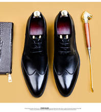 Derby sapato masculino de couro genuíno, sapato social de atar com cadarço, calçado formal de negócios para homens, verão e outono 2024 - compre barato