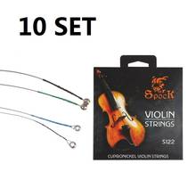 10 conjunto spock s122 níquel prata violino cordas apto para 3/4 4/4 violino núcleo de aço inoxidável níquel prata ferida 2024 - compre barato