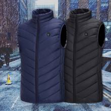 Colete aquecido elétrico masculino, jaqueta térmica de inverno com penas de pano aquecido por usb, 1 peça 2024 - compre barato