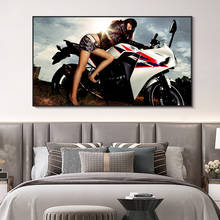 Quadros em tela moda menina da motocicleta posters e cópias moderno mulher quadros de parede para sala estar decoração casa cuadros 2024 - compre barato