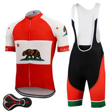 Conjunto de camisa de ciclismo da califórnia, roupas para ciclismo, equipe, homem maillot, bib shorts com almofada em gel, mtb 2024 - compre barato
