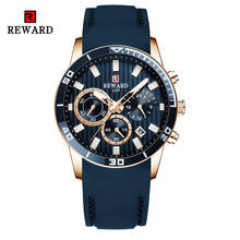 REWARD Mens Watches Top Brand Luxury Blue Quartz Watch Chronograph Men Silicone Waterproof Date Sport Wrist Watch Man Male Clock 2024 - compre barato