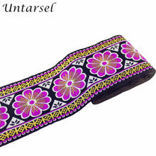 Untarsel-Cinta de cinta con flores púrpuras, 5 yardas/lote, correas anchas, bolsas de cortina, adorno étnico de lujo para manualidades 2024 - compra barato