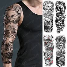 Grande braço manga tatuagem rosa anjo à prova dwaterproof água temporária tatto adesivo crânio asas estrela corpo arte completa falso tatoo 2024 - compre barato