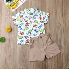 Conjunto 1-6 anos de idade para crianças, 2 peças, camiseta de cavalheiro + calças, short, dinossauro 2024 - compre barato
