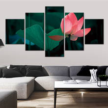 Современная Настенная картина HD с напечатанной рамкой, холщовые картины, 5 шт., цветок лотоса, картина, плакат, домашний декор для гостиной 2024 - купить недорого