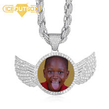 Gold Silver Color Custom Made Photo Wings Medallions Necklace Pendant 9mm Cubic Zircon Rope Chain For Men's Hip Hop Jewelry Gift 2024 - buy cheap