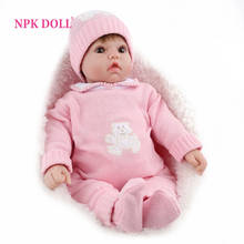 NPKDOLL Reborn Baby Doll Lifelike Pink Babe Boneca Plush Toy Princess 22 Inch Soft Silicone Kids Playmate Birthday Gift 2024 - buy cheap