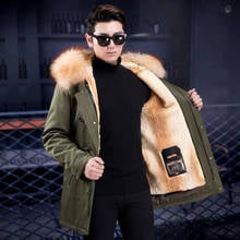 New Real Rabbit Fur Liner Winter Coat Men Raccoon Fur Collar Trench Coat Men Fashion Natural Animal fur Jackets Coat 2024 - buy cheap