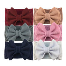 20pcs/lot 2019 New Large 5" Hair Bow Waffle Fabric Soft Elastic Nylon Headband For Girls Children Kids DIY Hair Accessories 2024 - buy cheap