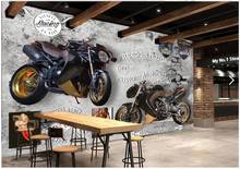Papel de parede com foto personalizada 3d, mural retrô, nostálgico, barra de motocicleta, tijolo, parede, decoração de sala de estar, papel de parede 3 d 2024 - compre barato