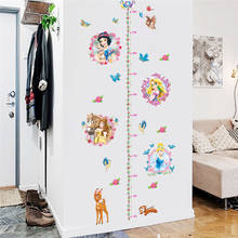 Adesivo de parede para medida de altura de borboleta, decoração de quarto para meninas, mural artístico, pôsteres infantis, decalque de parede 2024 - compre barato