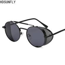 Мужские поляризационные солнцезащитные очки, Винтажные Солнцезащитные очки в круглой металлической оправе в стиле стимпанк для женщин и мужчин, очки с защитой UV400 2024 - купить недорого