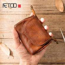 AETOO Retro planted pickup bag, men's mini coin purse, first-layer leather ultra-thin driver's license card holder 2024 - buy cheap