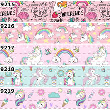 10yards - Different Sizes -- New Cartoon Unicorn Style Printed Grosgrain Ribbon Handmade Materials 2024 - buy cheap