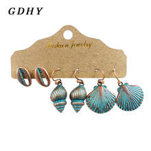 GDHY Boho Shell Conch Starfish Drop Earrings Metal Retro Blue For Women ear Earrings Brincos Female Fashion Beach Summer Jewelry 2024 - buy cheap