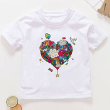 Ropa Harajuku para niña, camiseta con patrón de flores de planta de amor, camiseta de verano para bebé, camisetas para niños pequeños, ropa para niños de 24M 2024 - compra barato