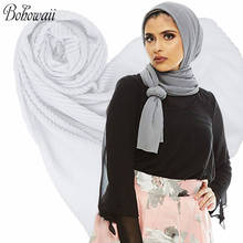 BOHOWAII Wrinkle Scarves Crinkle Hijab High Quality Muslim Scarf Solid Color Tesettur Elbise Lightweight Long Head Wrap 2024 - buy cheap