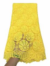 Yellow French Nigerian Sequins Lace Fabric Bridal 2021 High Quality Lace African Cord Guipure Lace Fabric For Wedding AFM4898 2024 - buy cheap