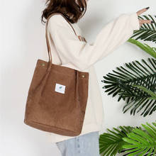 2020 Women Bag Corduroy Shopping Female Canvas Cloth Shoulder Bag Environmental Storage Handbag Reusable Foldable Grocery Totes 2024 - buy cheap