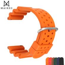 MAIKES-Correa deportiva de goma flúor para hombre, accesorio de repuesto de silicona resistente al agua, liberación rápida, 20mm, 22mm, 24mm 2024 - compra barato