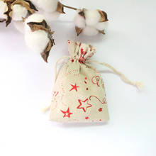 Bolsas de algodón Natural para pelucas, bolsita de embalaje con cordón de caramelo para regalo de Papá Noel, con logotipo impreso, 10 unids/lote 2024 - compra barato