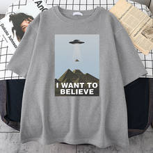 I Want To Believe Spaceship Extraterrestrial Print Mens Tshirt Street Slim T Shirt Cool Soft T-Shirt Creativity Oversize Men Top 2024 - buy cheap