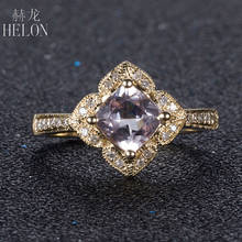 Helon anel de casamento e noivado cor sólida, 14k corte amarelo ouro au585 0,8ct de morganite natural 0,18ct, joias finas da moda 2024 - compre barato