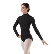Speerise feminino manga longa preto collant gola alta ballet dancewear elastano collants bodysuit trajes de ginástica collant 2024 - compre barato