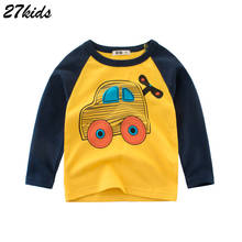 27kids Boys Cartoon Fire truck Print Autumn Clothes Full Sleeve Shirt Girls Cotton Excavator T Shirts Kids Tops for 2-9 years 2024 - buy cheap