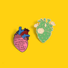 Anatomy Heart Enamel Pins Letter Flower Brooches for Doctors Nurse Cactus structure Red Organ Lapel Pins Badge Jewelry Wholesale 2024 - buy cheap