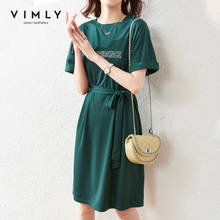Vimly vestidos para mulheres de verão estampa escrita vestido vintage elegante cintura alta bandagem mini vestidos femininos f7100 2024 - compre barato