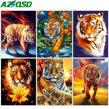 AZQSD-pintura de diamante con Tigre, imagen de diamantes de imitación cuadrados/bordados de diamantes redondos, Animal hecho a mano, decoración del hogar 2024 - compra barato