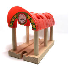 Free Shipping Gift Train Waiting Red parking station Wooden Track Scene Accessories Suitable for wooden plastic train track toy 2024 - buy cheap