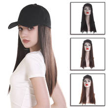 HW08-Peluca de cabello sintético para mujer, sombrero liso, gorra de béisbol, pelo largo marrón, jengibre negro, 16 pulgadas 2024 - compra barato