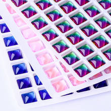 Strass de vidro colorido para unhas, strass quadrados com cola plana de 10mm 4mm, acessórios elegantes de pedras, cristais de vidro k9 2024 - compre barato