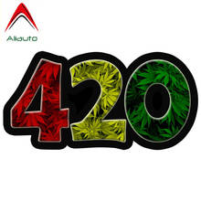 Aliauto, adesivos engraçados criativos de 420, folhas de erva, folhas, umida, motocicleta, protetor solar, anti-uv, decoração, 13cm * 6cm 2024 - compre barato