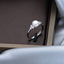 Anillo de perlas de agua dulce con abalorio ajustable, joyería de tamaño libre, regalo para fiesta, para amigos y enamorados 2024 - compra barato