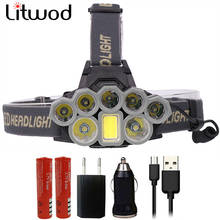 Z20 Litwod 4108 Led Headlamp Micro USB Charger Headlight 2*T6+5*XPE+COB Torch Portable Light Head Lamp Lantern for camping 2024 - buy cheap