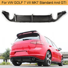 Carbon Fiber Car Rear Bumper Diffuser Lip Spoiler For VW Volkswagen Golf 7 Standard And GTI 14-16 dual exhaust one out Black FRP 2024 - buy cheap